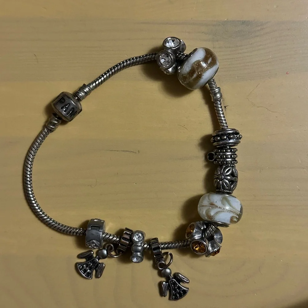 Pandora Silver and Brown Charm Bracelet - Picture 1 of 1